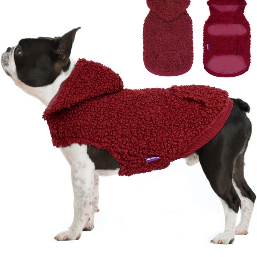 cyeollo  Hoodie Sherpa Vest for Dogs Windproof Waterproof Reversible Sweatshirt